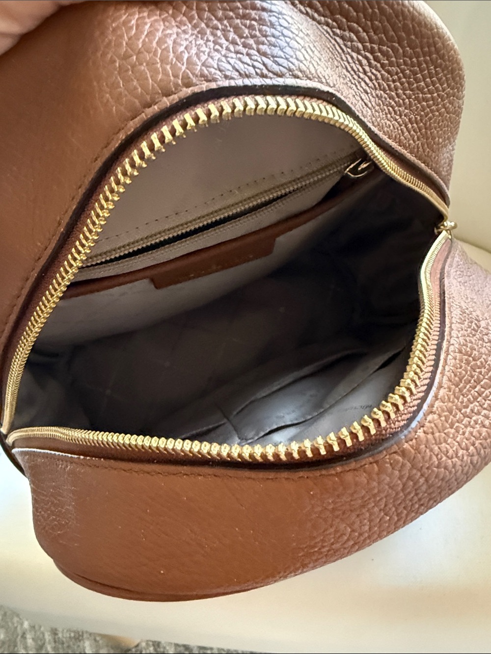 Michael Kors Brown Pebbled Leather Mini Backpack with Gold Hardware - Picture 4 of 4